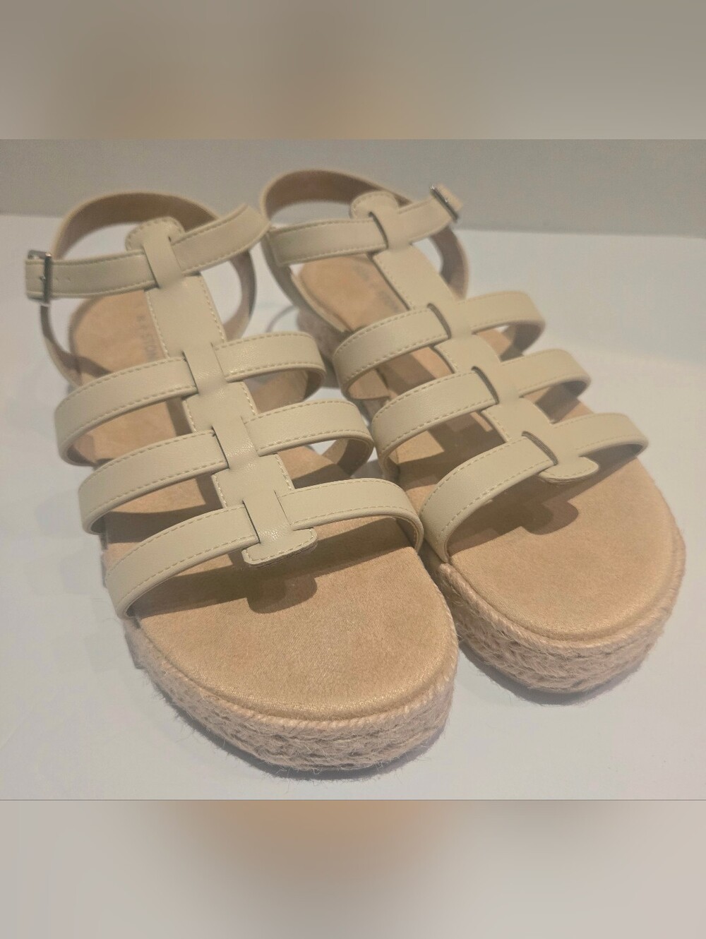 Sun + Stone Cream Rykerr Fisherman Espadrille Platform Sandals NEW